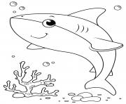 Coloriage un requin veut manger le poisson rouge dessin