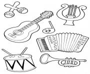 Coloriage instruments musique kawaii dessin