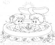 Coloriage piscine et enfants vacances dessin