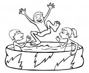 Coloriage les enfants jouent dans la piscine dessin