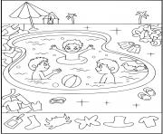 Coloriage un bebe rigole dans la piscine dessin