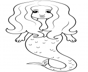 belle sirene femme avec queue de poisson dessin à colorier