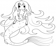 Coloriage la sirene sur une roche avec les animaux de la mer dessin