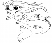 sirene kawaii avec de grand yeux dessin à colorier