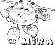Coloriage Super Wings Mira est avion qui aime la mer dessin