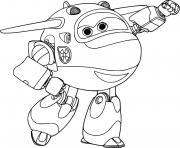 Coloriage Super Wings Jett aime faire plaisir aux enfants avec des cadeaux dessin