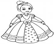 princesse avec une robe de mariage dessin à colorier