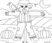 Coloriage epouvantail automne facile pour enfants de la maternelle dessin