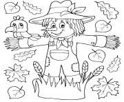 Coloriage epouvantail automne facile pour enfants de la maternelle dessin