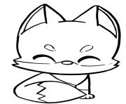 renard assis kawaii facile dessin à colorier