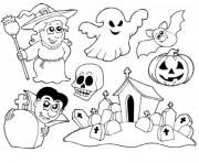 Coloriage personnages halloween vampire sorciere momie dessin