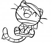 momie chaton kawaii halloween pour petit dessin à colorier