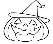 citrouille avec chapeau halloween petit dessin à colorier