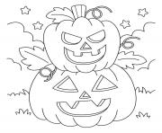 deux citrouilles qui font peur halloween pour petit dessin à colorier