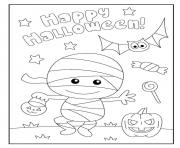 momie citrouille joyeuse halloween pour petit dessin à colorier