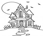 maison hantee halloween dessin à colorier