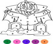 vampire dans un cimetiere magique halloween dessin à colorier