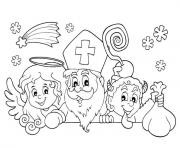 Coloriage saint nicolas avec des enfants dessin