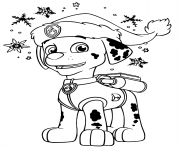 Coloriage Les chiens de la Pat Patrouille realisent un bonhomme de neige pour Noel dessin