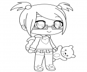 Gacha Life Girl with Teddy Bear dessin à colorier