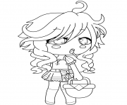 Coloriage Gacha Life Spring Girl with Flower dessin