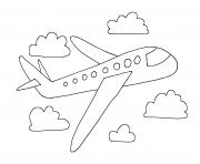 avion facile avec nuages dessin à colorier