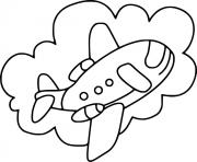 avion dans un nuage dessin à colorier
