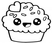 Coloriage cupcake kawaii facile muffin dessin