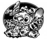 stitch mandala foret tropicale dessin à colorier