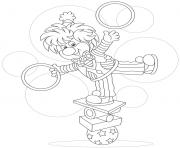 Coloriage clown avec un tambour et des balons dessin