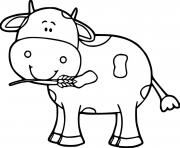 vache facile qui mange dessin à colorier
