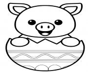 cochon mignon dans un oeuf dessin à colorier