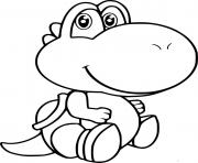 Coloriage Yoshi peche un gros poisson dessin