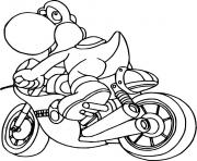 Yoshi en moto dessin à colorier
