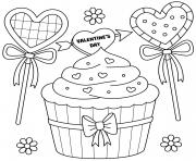 cupcake de la saint valentin pour fevrier dessin à colorier