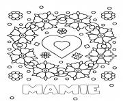 Coloriage bonne fete des mamies lapins avec fleurs dessin