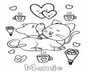 Coloriage fete des mamies chats cafe fleurs coeurs