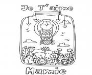 Coloriage bonne fete des mamies lapins avec fleurs dessin