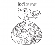 Coloriage mars maternelle oiseau oeuf dessin