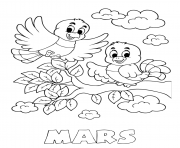 Coloriage mars maternelle oiseaux printemps dessin