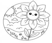 printemps kawaii facile maternelle dessin à colorier