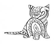 Coloriage chat mandala zentangle 3 dessin
