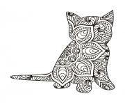 chaton mandala 5 dessin à colorier