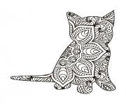 Coloriage chaton mandala 5 dessin