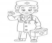 Coloriage medecin avec un ambulance dessin