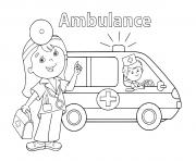 medecin avec un ambulance dessin à colorier