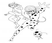 Miraculous Chat Noir en action dessin à colorier