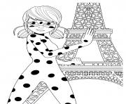 miraculous devant la tour effeil en France dessin à colorier
