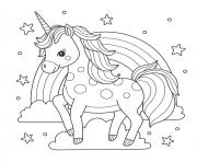 Coloriage licorne princesse arc en ciel monde magique dessin