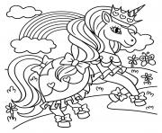 licorne princesse arc en ciel monde magique dessin à colorier